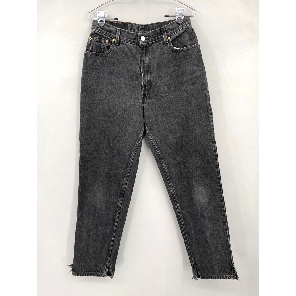 Vintage 90s Levi's 550 Relaxed Fit Tapered Leg Jeans Women 12 Faded Black Grunge